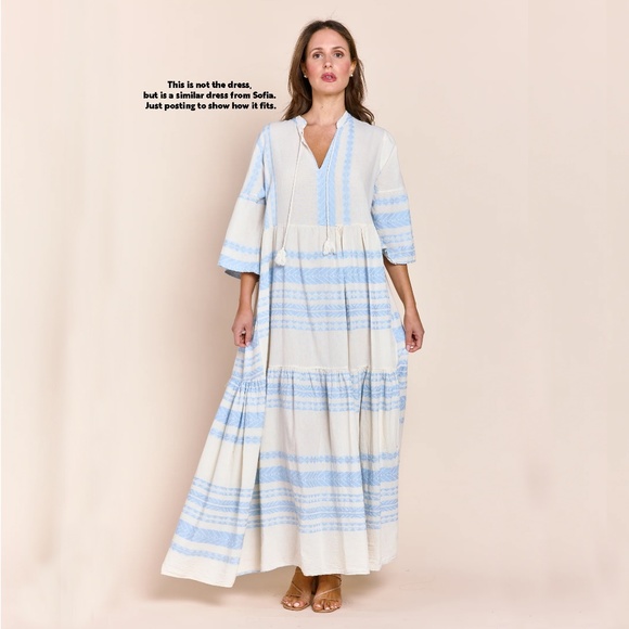Sofia Made In Italy Tiered Maxi Boho Dress with Ruffled Bell Sleeves 100% Cotton - Picture 8 of 8